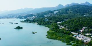 鸟瞰香港东部山区的西贡村，户外，白天