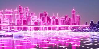 未来的数字智慧城市动画。业务和技术概念4K