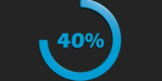 蓝色40%转弯圆标志黑色背景- 3D渲染视频剪辑动画