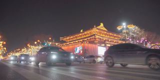 中国西安大唐光大夜景。