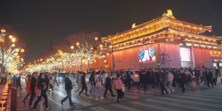 中国西安大唐光大夜景。