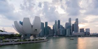 新加坡城市从早到晚的变化