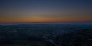 希腊didymoteicho乡村城市日出、正午和日落时的村庄和河流的4K高质量空中延时(hyperlapse)