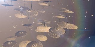日本伞中国伞粒子循环动画