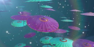 日本伞中国伞粒子循环动画
