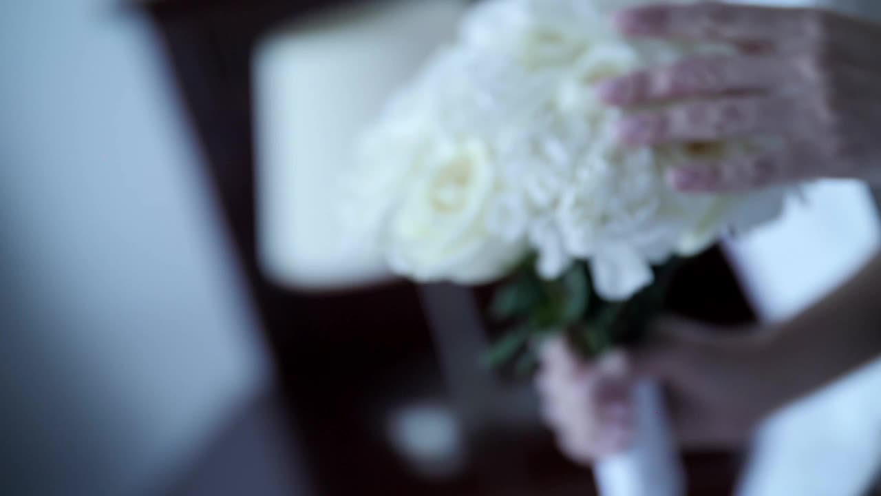 一束白玫瑰的镜头