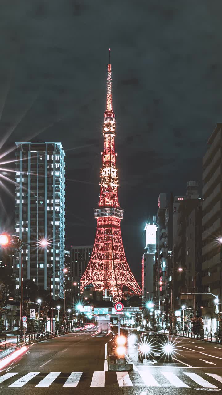 日本东京市中心夜间的4k时间间隔