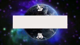 宇航员绕着一块白板绕着地球和宇宙旋转，Luma Matte视频素材模板下载