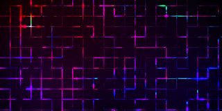 霓虹灯块和渐变线，电脑生成。三维渲染抽象背景