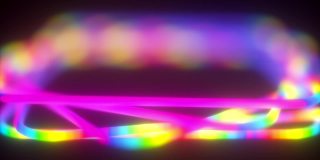 从霓虹灯线中抽象出波状方块，计算机生成。三维渲染虚拟背景