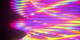 从霓虹灯线中抽象出波状方块，计算机生成。三维渲染虚拟背景