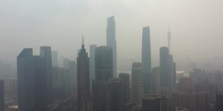 晴朗的雾霾广州市区航拍全景4k中国