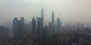 晴朗的雾霾广州市区航拍全景4k中国