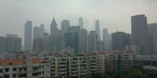 白天时间广州城市生活街区市中心视野航拍全景4k中国