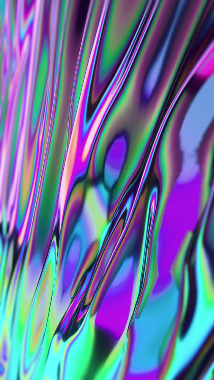 氖流动液体波抽象背景。无缝循环。彩虹色的效果