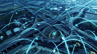 智能数字城市高速公路与全球化图形网络的连接视频素材模板下载