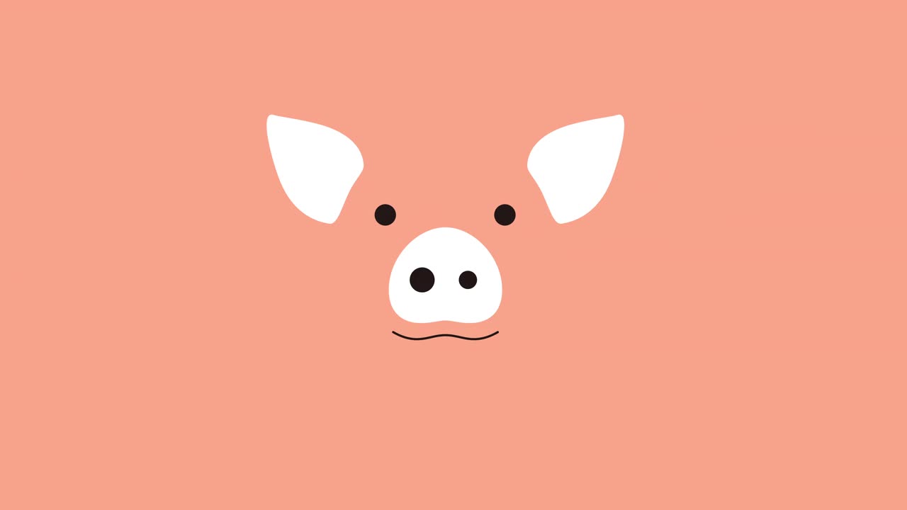 猪运动图形动画，摇头，点头，全高清分辨率