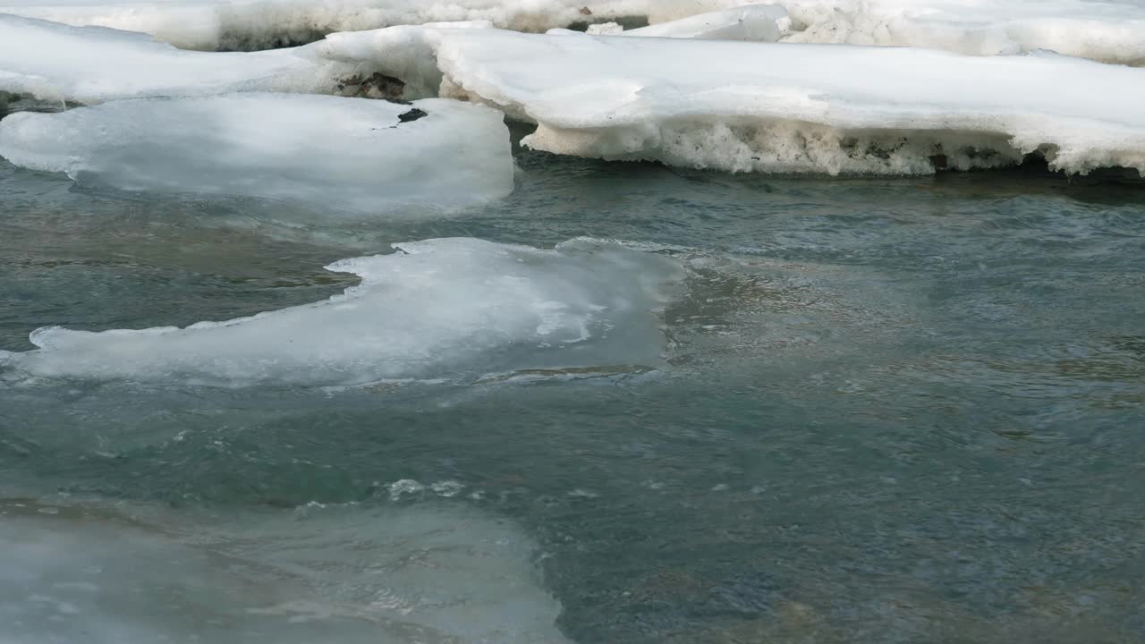 冻结的河流融化的冰