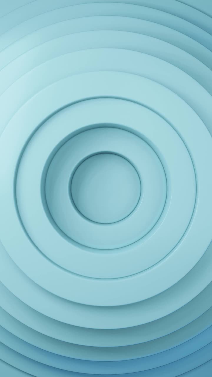 垂直视频抽象蓝色圆圈循环背景。可循环的3D渲染动画