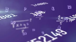 数字动画的多个变化的数字对数学方程在紫色的背景视频素材模板下载