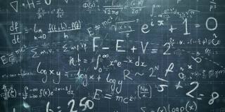 数学方程式和公式的数字动画漂浮在黑板上