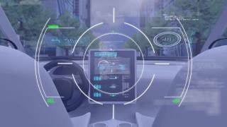 数字动画的范围扫描对抗未来汽车在城市的自动驾驶视频素材模板下载