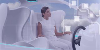 数字组成的数字接口数据处理针对女性坐在未来车sel