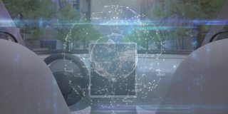 数字组成的全球网络连接旋转与未来的汽车自动驾驶