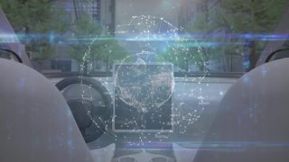 数字组成的全球网络连接旋转与未来的汽车自动驾驶视频素材模板下载