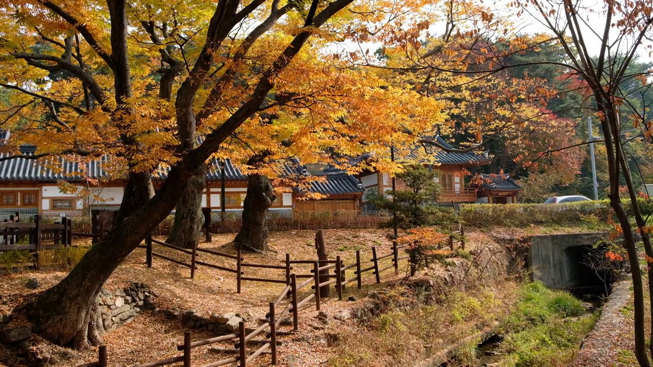 韩国首尔恩平韩屋村的秋天