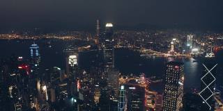 香港夜间的无人机图片，中国香港