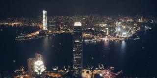 香港夜间的无人机图片，中国香港