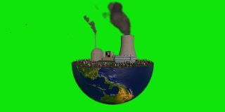 地球控制着污染的工厂和人，绿色的屏幕