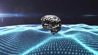 三维人脑模型与数字地形旋转的动画视频素材模板下载