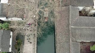 中国苏州平江历史街区的无人机视图。视频素材模板下载