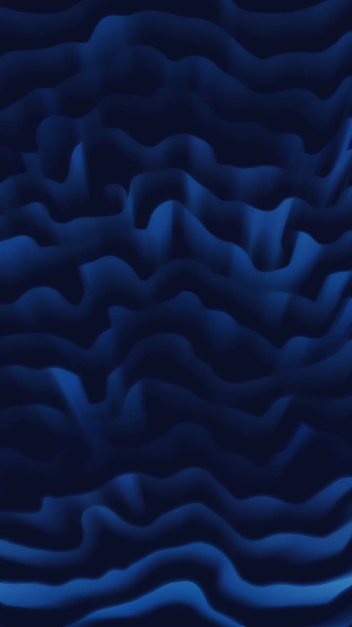 垂直蓝色抽象3D波浪线，干净和软背景动画，股票视频