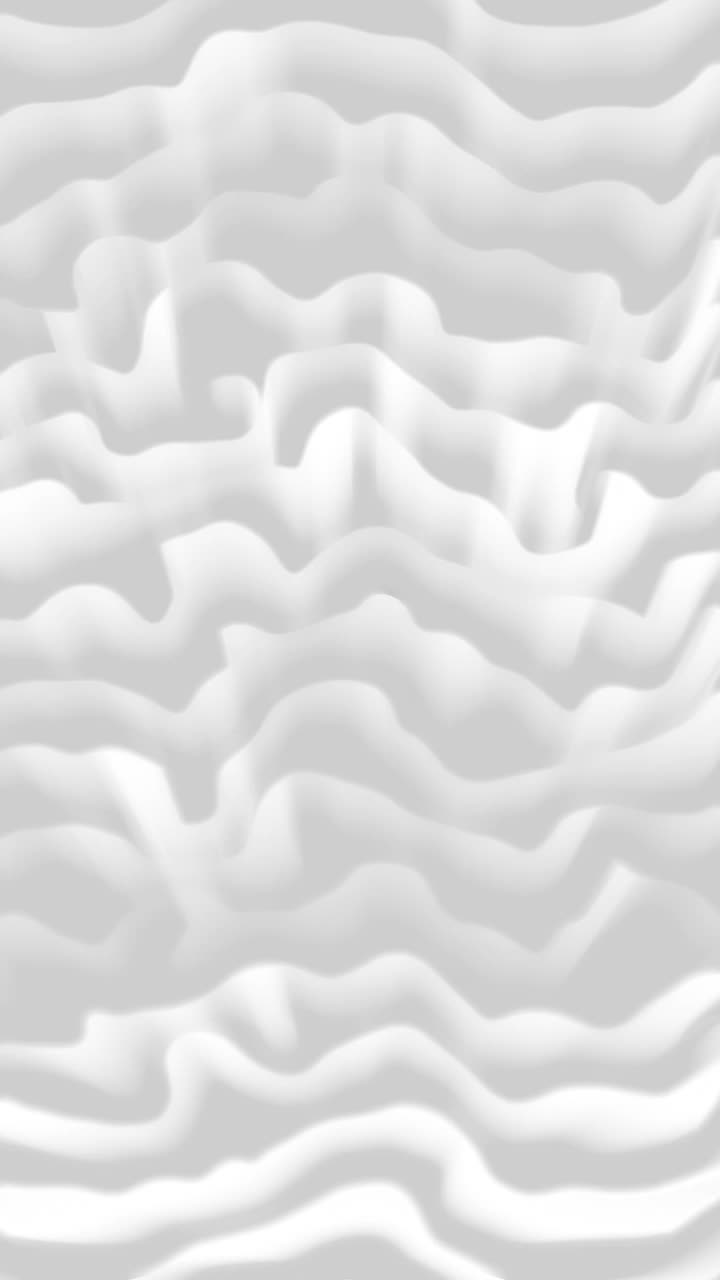 垂直白色抽象3D波浪线，干净和软背景动画，股票视频