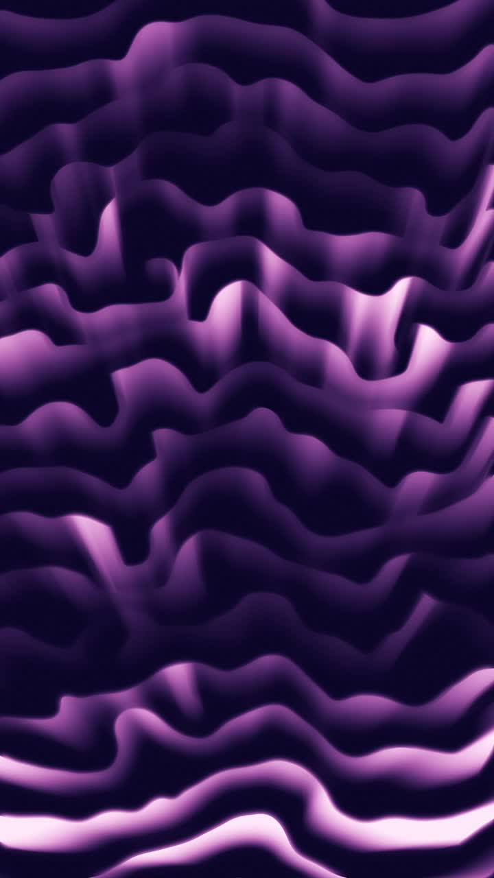 垂直紫色抽象三维波浪线，干净和软背景动画，股票视频