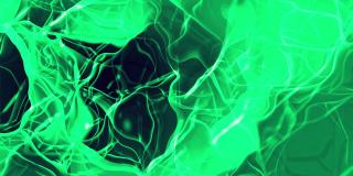 绿色抽象波浪明胶，液体和熔融玻璃看背景3d可循环股票视频