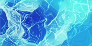蓝色抽象波浪明胶，液体和融化的玻璃看背景3d可循环股票视频