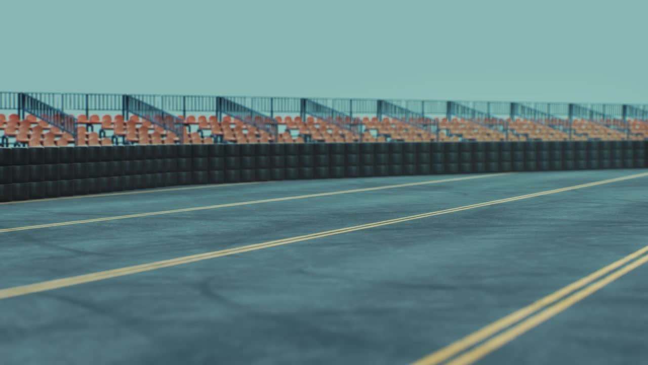 单座赛车在沙漠赛道上的赛车-终点线-高质量的3d动画