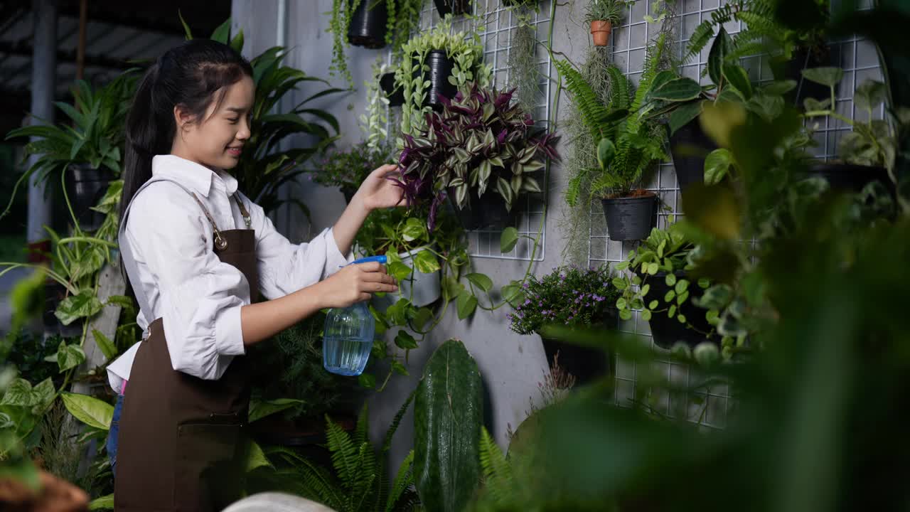 手持的妇女喷水种植