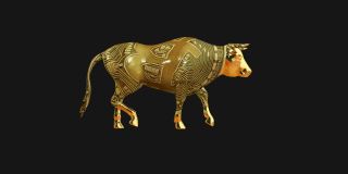 3D行走公牛象征着Bullrun加密市场，循环，阿尔法通道