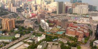 航拍香港九龙市区交通及建筑物