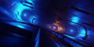 干净的动画未来外星人科幻幻想机库隧道走廊- 3d渲染