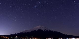富士山和山中子村星空的延时视频