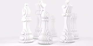 3d动画，白色背景上的几个棋子