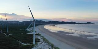 整合风力发电场和海滩防护林