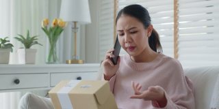 亚洲女子不满客户不满送货电话投诉。