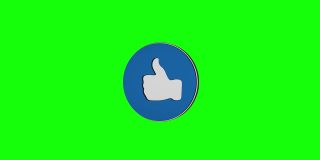竖起大拇指，绿色背景上旋转3d图标，社交媒体图标动画，可循环4K分辨率。